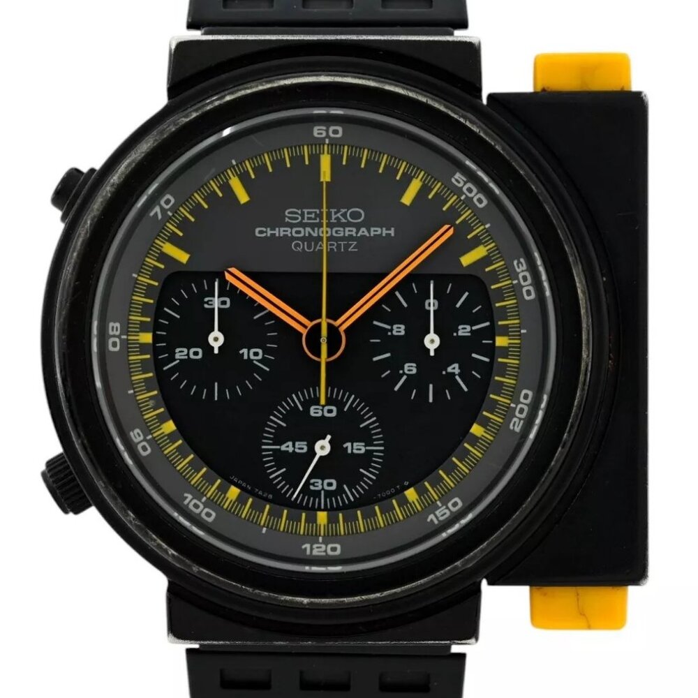 Seiko 42mm Original Aliens Ripley JDM Black PVD Chronograph Watch Ref 7A28-7000!